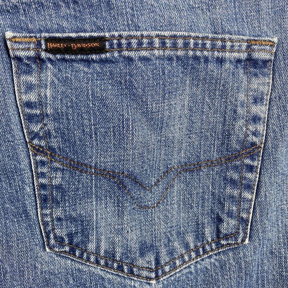 Harley Davidson Genuine Motorclothes Blue Straight Leg Jeans Mens Zip Size 40/30 - Picture 12 of 12